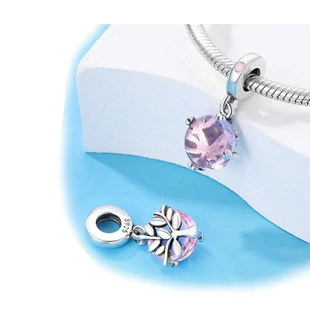 Lebensbaum rosa Murano Glas - Charm-Anhänger