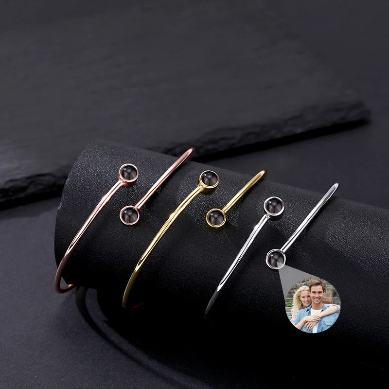 Doppelter Foto-Projektionsarmreif (rosegold) - Armreif