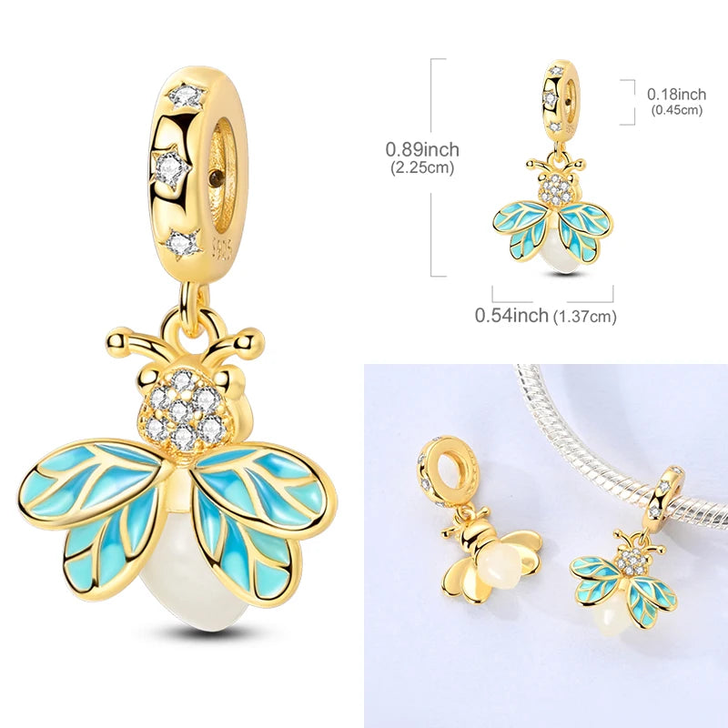 Glühwürmchen – Leuchtender Charm in Gold