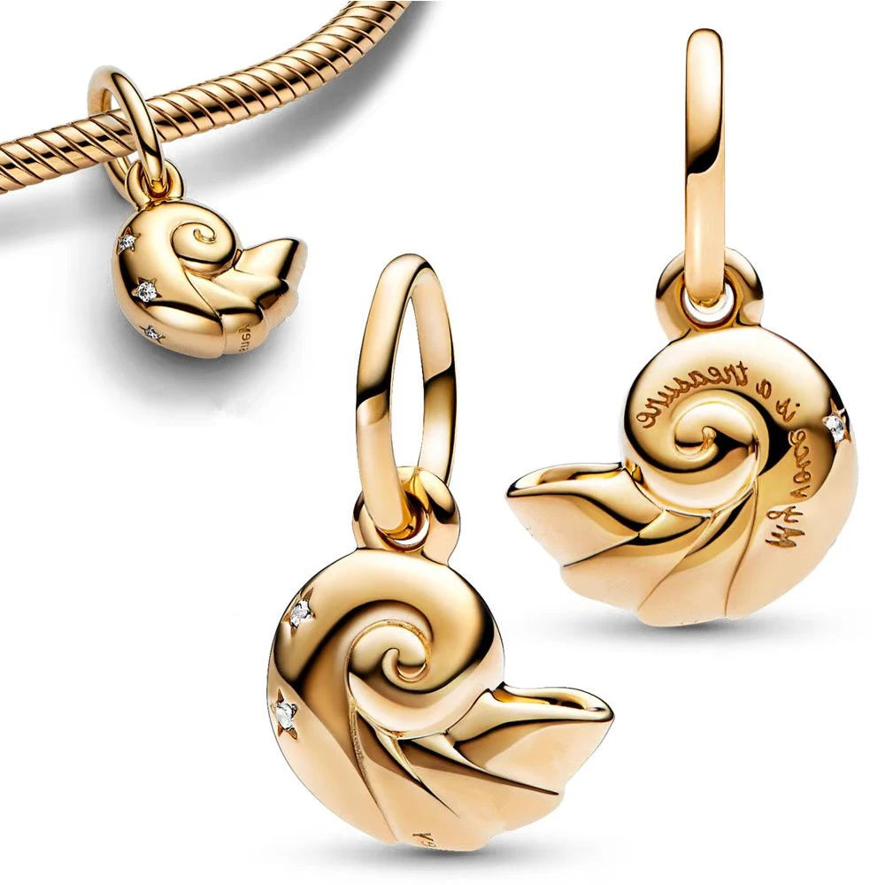 Goldener Muschel „My Happy Place“ - Charm