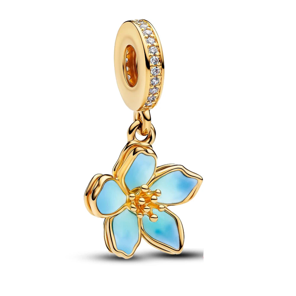 Blaue Blüte gold - Charm
