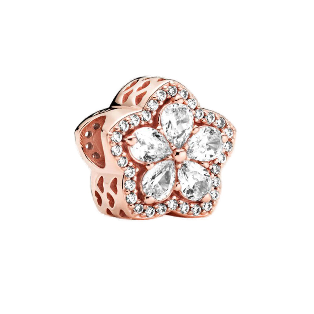 glitter flower rosé - Charm