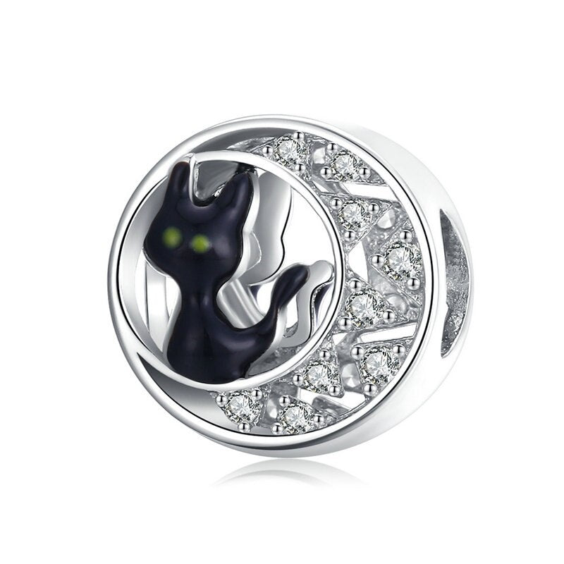 Katze/ Mondsichel - Charm-Anhänger