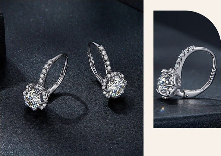 Leuchtende Blume - Moissanite Ohrringe (1ct)
