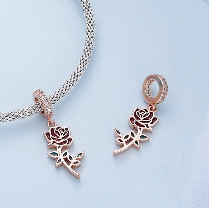 Rote Rose rosé - Charm-Anhänger
