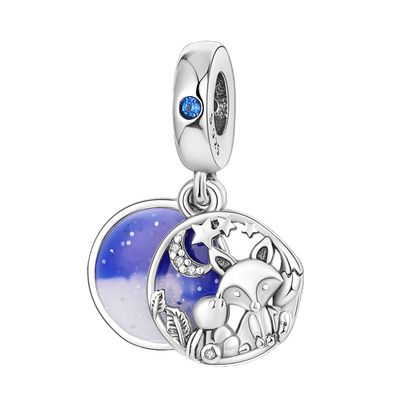 Fox at night - charm pendant
