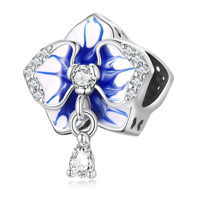 Blaue glitzer Blüte - Charm