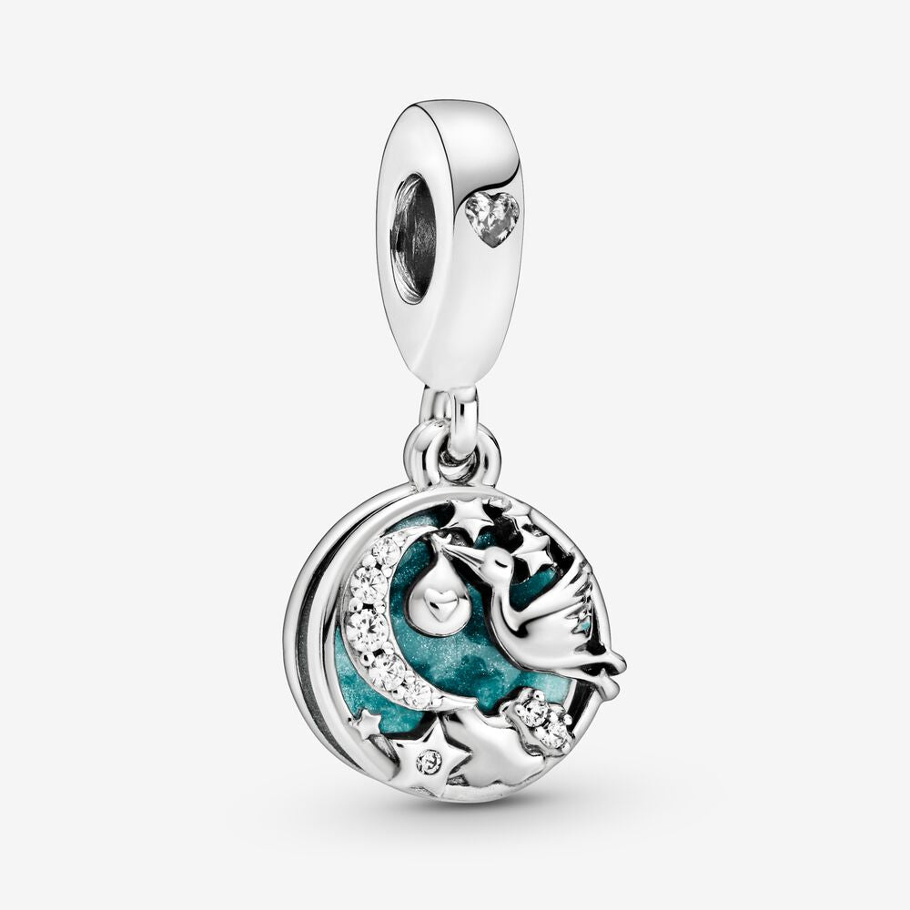 Stork brings the child - charm pendant