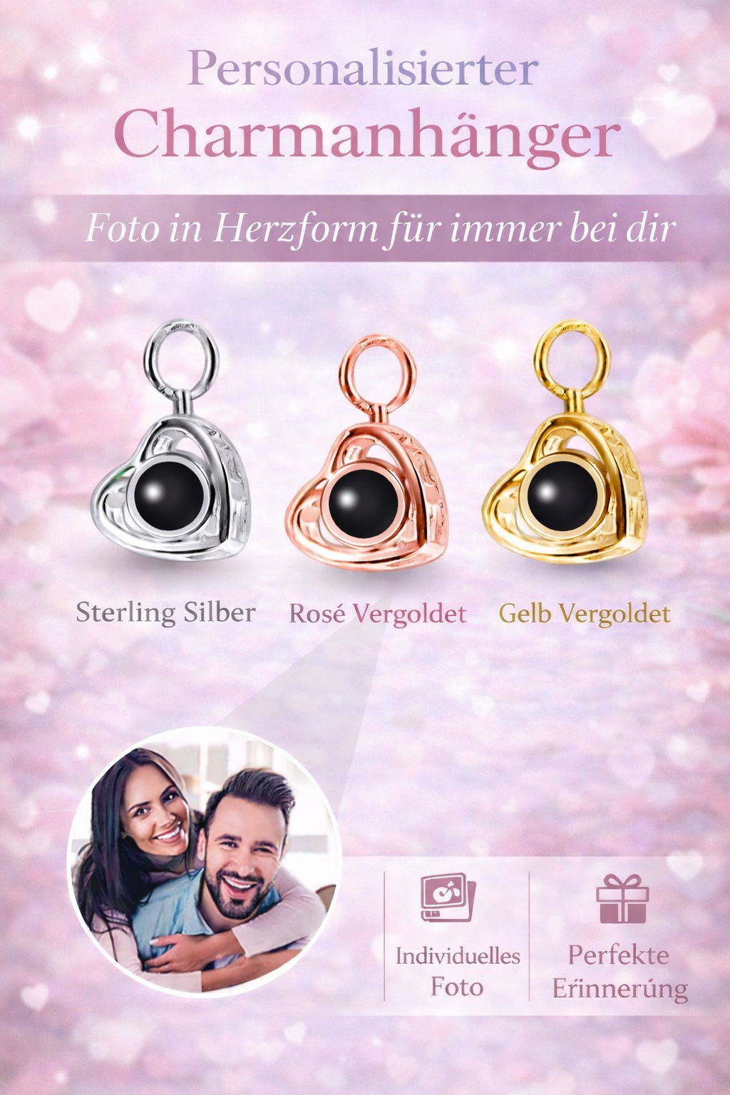 Herzanhänger mit Foto-Projektion – personalisierbar