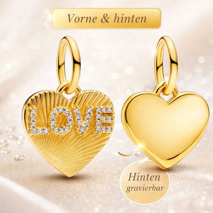 Love Forever – Gold Herz-Charm (gravierbar)