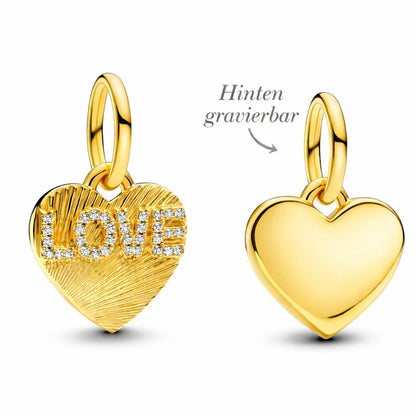 Love Forever – Gold Herz-Charm (gravierbar)
