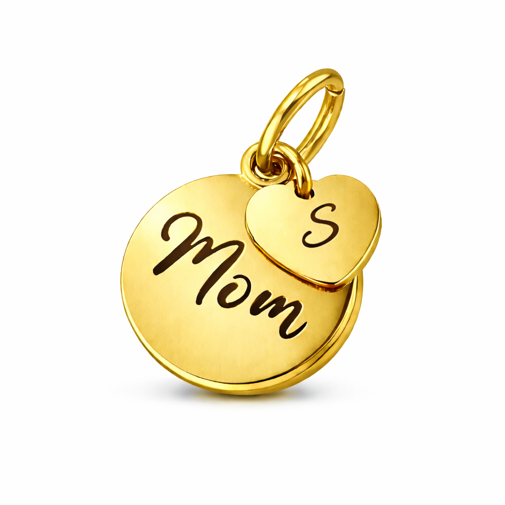 Mom Herz gold – Doppelcharm mit Gravur