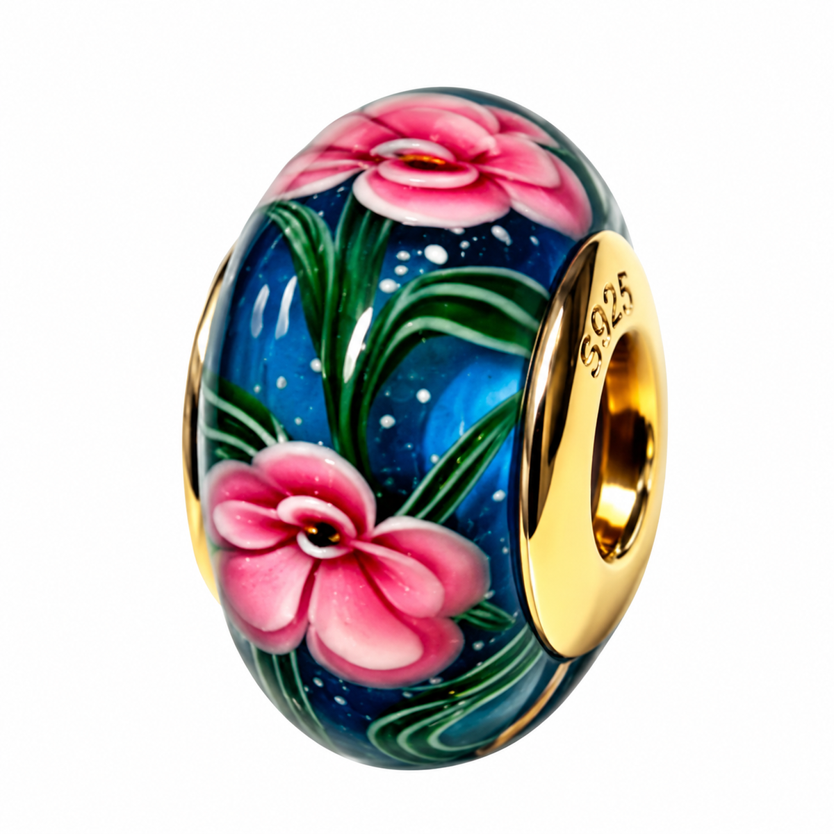 Blütenmeer Gold – Glas Charm