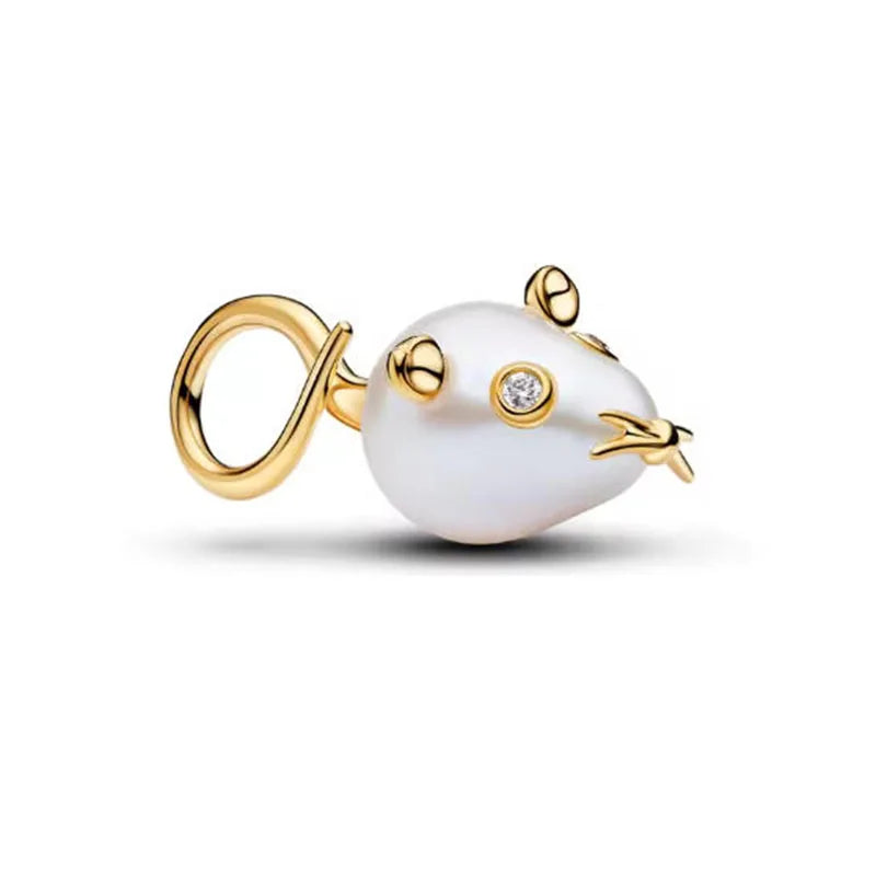 Perlenmaus Gold – Charm-Anhänger