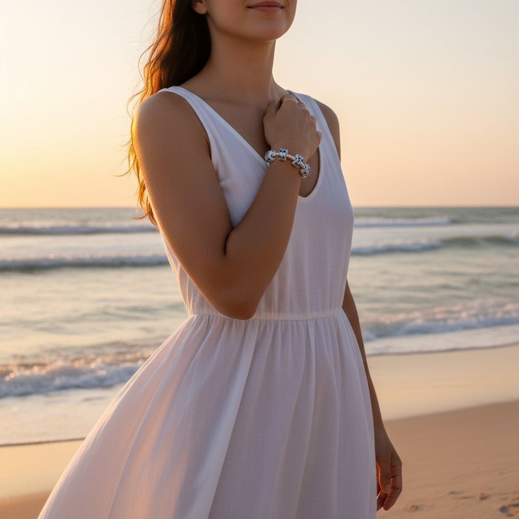 Blue white glitter - Charm