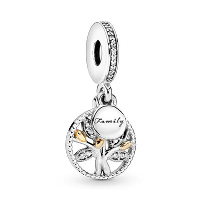Family – Lebensbaum-Charm mit goldenen Akzenten