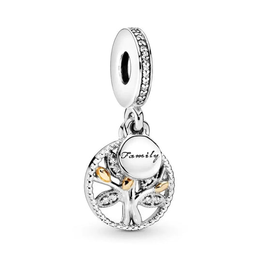 Family – Lebensbaum-Charm mit goldenen Akzenten