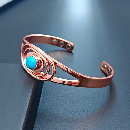 Türkis Orbit mit Magnetkraft - Kupferarmband