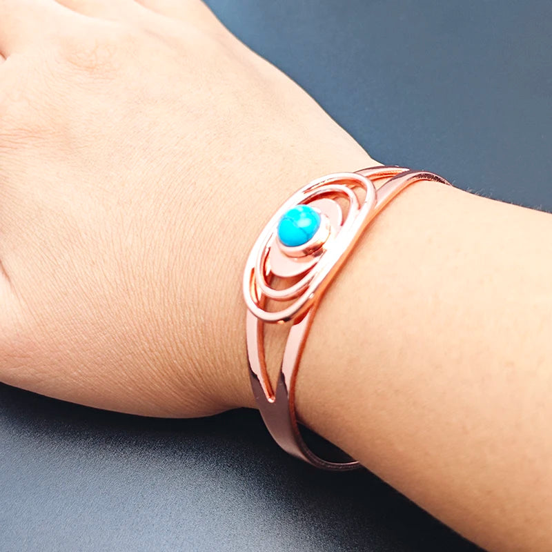 Türkis Orbit mit Magnetkraft - Kupferarmband