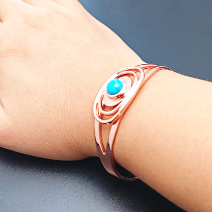 Türkis Orbit mit Magnetkraft - Kupferarmband