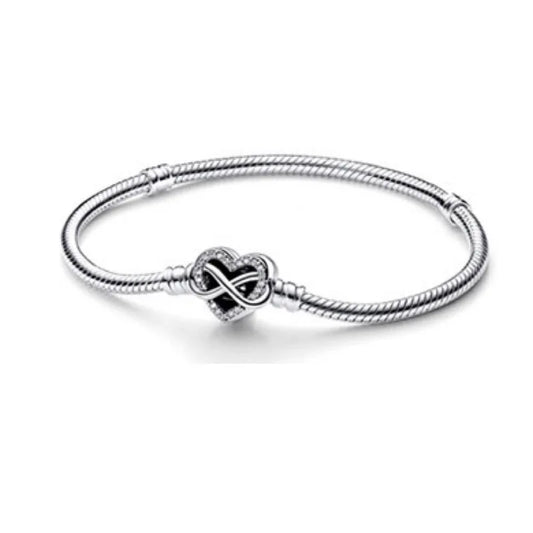 Schlangen-Gliederarmband mit Unendlichkeitsherz