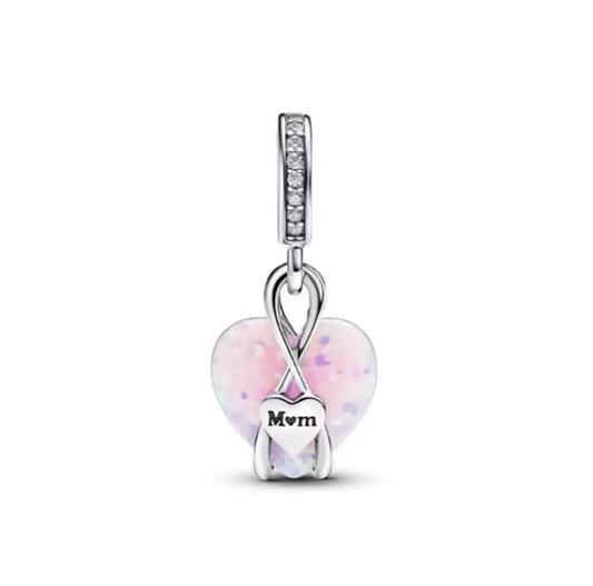 Opal Heart Charm Pendant
