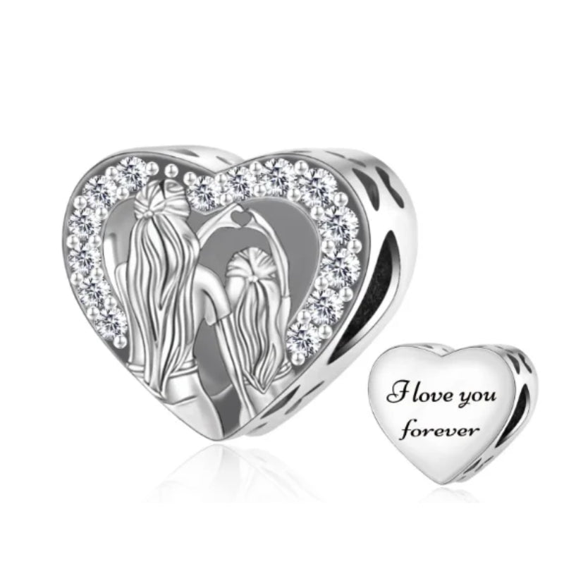 Für immer verbunden – Mutter & Tochter Herz-Charm