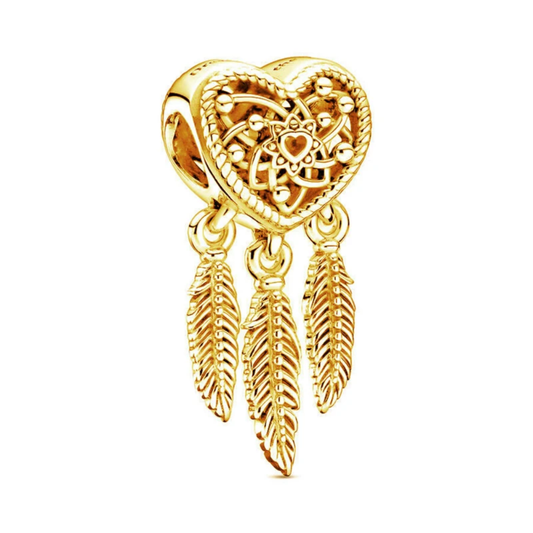 Traumfänger Herz gold - Charm
