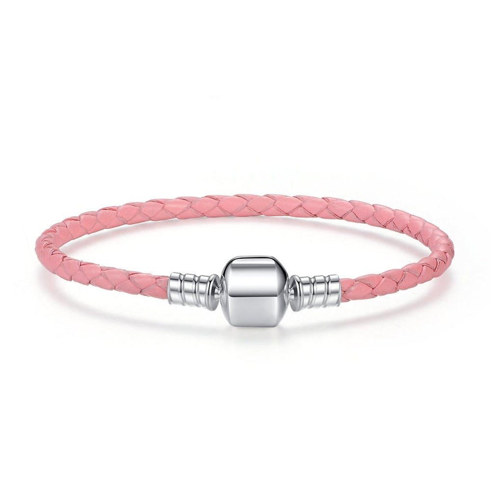 rosa Lederarmband - Armband
