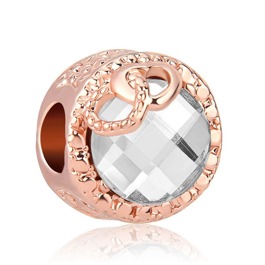funkelnder Charm mit Doppelherzen rosé - Charm