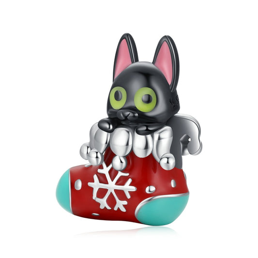 Katze in Weihnachtssocke - Charm