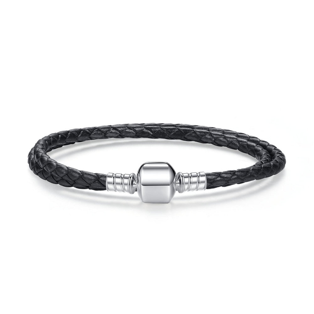 schwarzes Lederarmband (lang) - Armband