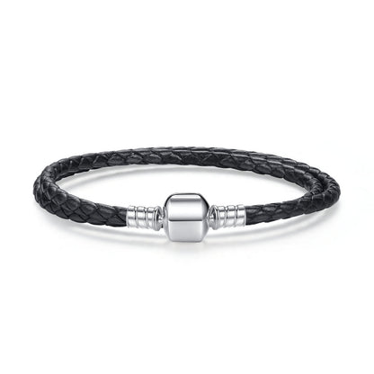 schwarzes Lederarmband (lang) - Armband