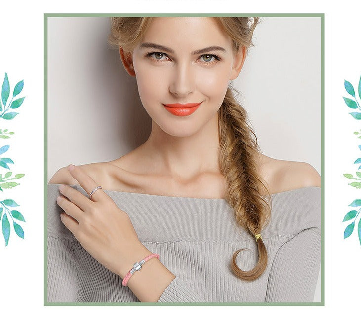 rosa Lederarmband - Armband