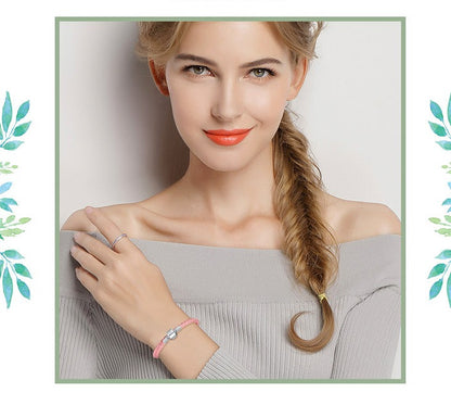 rosa Lederarmband - Armband