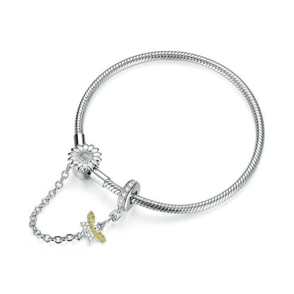 Sonnenblume mit Honigbiene - Armband