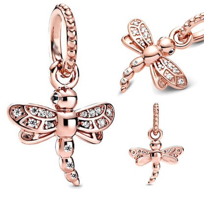 Libelle rosé - Charm-Anhänger