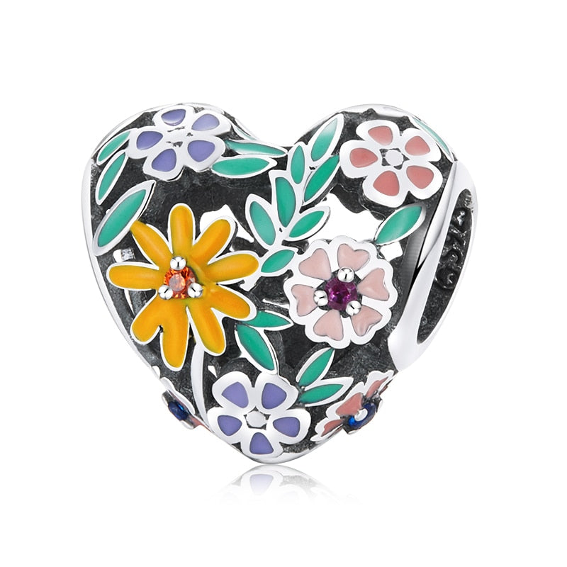 blumiges Herz - Charm