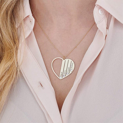 Name necklace gold heart with birthstone - necklace
