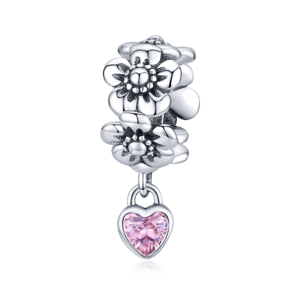 Blumenkranz mit Herz - Charm