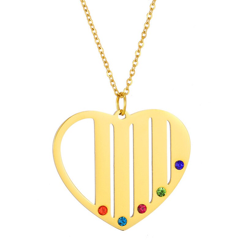 Name necklace gold heart with birthstone - necklace