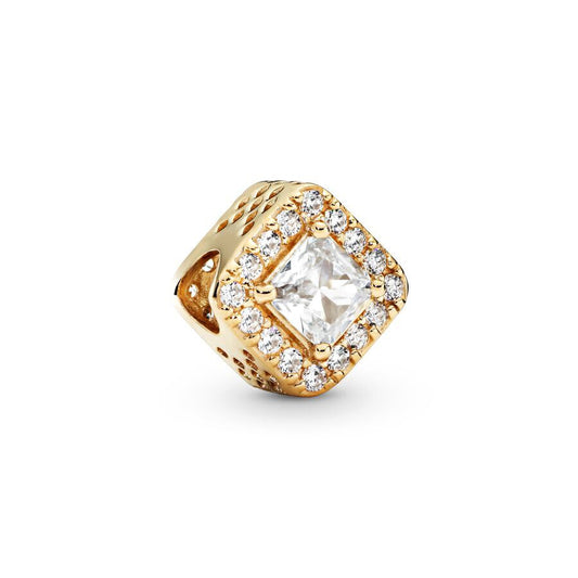 funkelndes Quadrat gold - Charm
