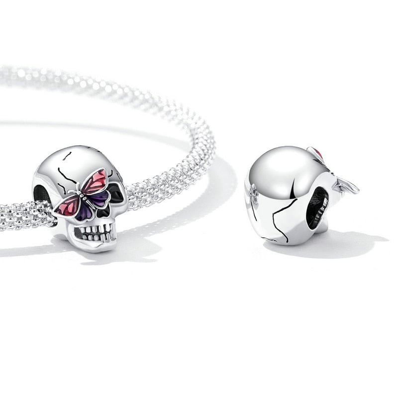 Totenkopf mit Schmetterling - Charm