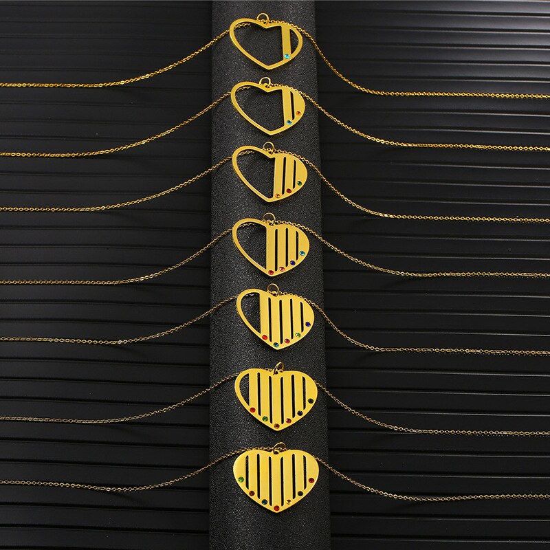 Name necklace gold heart with birthstone - necklace
