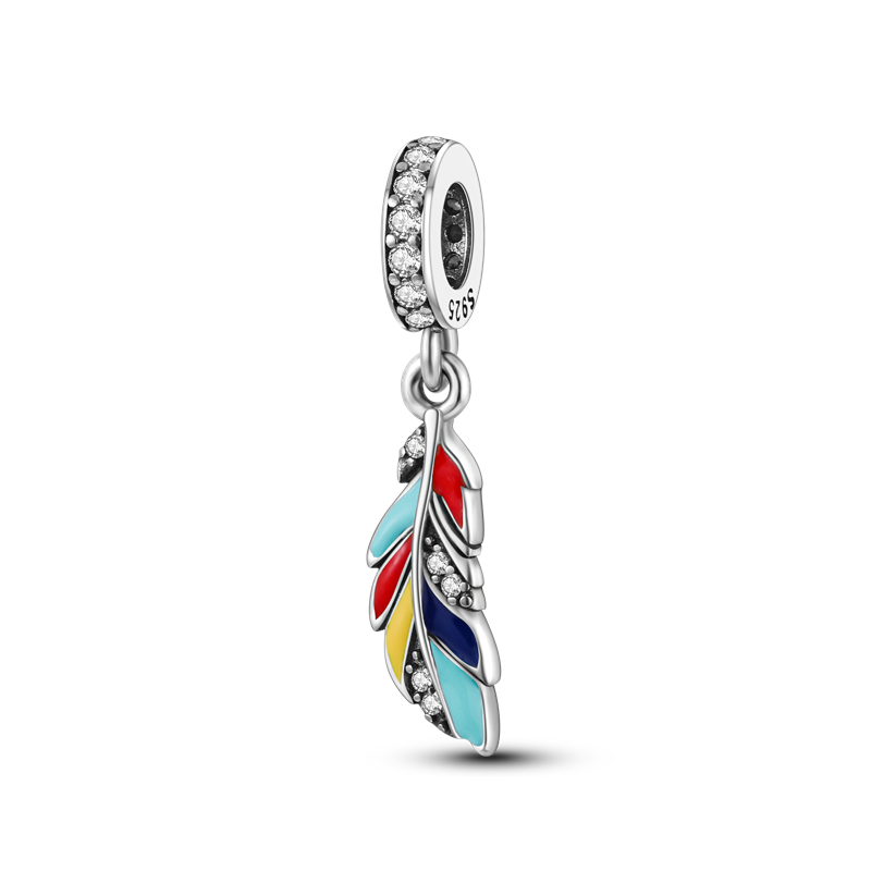 colorful feather - pendant charm